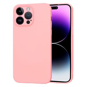 Husa pentru  iPhone 14 Pro Max Liquid Silicone, subțire, captusita cu microfibra, anti amprentă, protectie cameră foto, roz