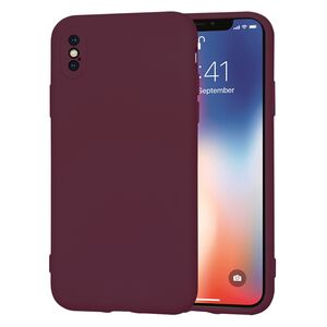 Husa pentru  iPhone X Liquid Silicone, subțire, captusita cu microfibra, anti amprentă, protectie cameră foto, bordeaux