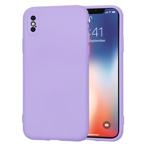 Husa pentru  iPhone X Liquid Silicone, subțire, captusita cu microfibra, anti amprentă, protectie cameră foto, lavanda