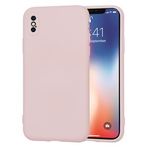 Husa pentru  iPhone X Liquid Silicone, subțire, captusita cu microfibra, anti amprentă, protectie cameră foto, roz inchis