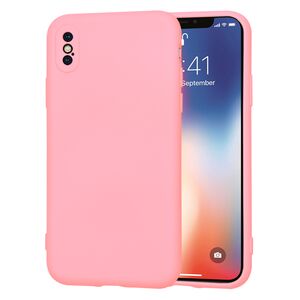 Husa pentru  iPhone X Liquid Silicone, subțire, captusita cu microfibra, anti amprentă, protectie cameră foto, roz