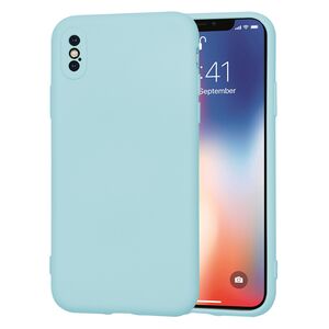 Husa pentru  iPhone X Liquid Silicone, subțire, captusita cu microfibra, anti amprentă, protectie cameră foto, turcoaz