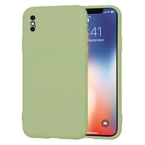 Husa pentru  iPhone X Liquid Silicone, subțire, captusita cu microfibra, anti amprentă, protectie cameră foto, verde