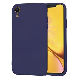 Husa pentru iPhone XR Liquid Silicone, subțire, captusita cu microfibra, anti amprentă, protectie cameră foto, albastru