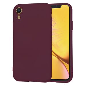 Husa pentru iPhone XR Liquid Silicone, subțire, captusita cu microfibra, anti amprentă, protectie cameră foto, bordeaux