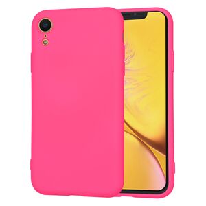 Husa pentru iPhone XR Liquid Silicone, subțire, captusita cu microfibra, anti amprentă, protectie cameră foto, fucsia