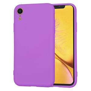 Husa pentru iPhone XR Liquid Silicone, subțire, captusita cu microfibra, anti amprentă, protectie cameră foto, mov