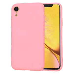 Husa pentru iPhone XR Liquid Silicone, subțire, captusita cu microfibra, anti amprentă, protectie cameră foto, roz