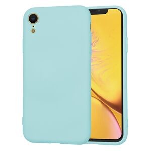 Husa pentru iPhone XR Liquid Silicone, subțire, captusita cu microfibra, anti amprentă, protectie cameră foto, turcoaz