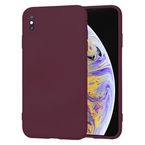 Husa pentru iPhone XS Max Liquid Silicone, subțire, captusita cu microfibra, anti amprentă, protectie cameră foto, bordeaux