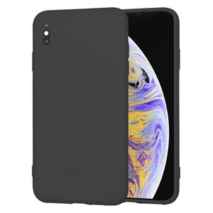Husa pentru iPhone XS Max Liquid Silicone, subțire, captusita cu microfibra, anti amprentă, protectie cameră foto, negru