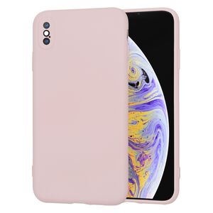 Husa pentru iPhone XS Max Liquid Silicone, subțire, captusita cu microfibra, anti amprentă, protectie cameră foto, roz inchis