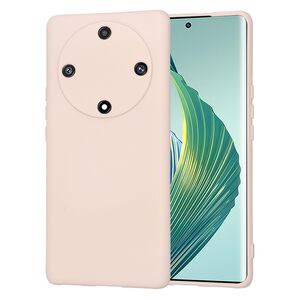 Husa pentru  Honor Magic 5 Lite Liquid Silicone, subțire, captusita cu microfibra, anti amprentă, protectie cameră foto, roz inchis
