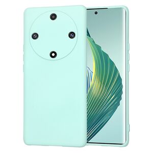 Husa pentru  Honor Magic 5 Lite Liquid Silicone, subțire, captusita cu microfibra, anti amprentă, protectie cameră foto, turcoaz