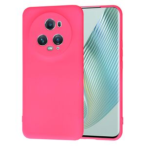 Husa pentru  Honor Magic 5 Pro Liquid Silicone, subțire, captusita cu microfibra, anti amprentă, protectie cameră foto, fucsia