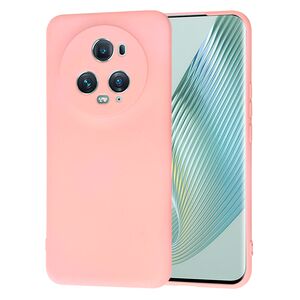 Husa pentru  Honor Magic 5 Pro Liquid Silicone, subțire, captusita cu microfibra, anti amprentă, protectie cameră foto, roz