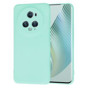 Husa pentru  Honor Magic 5 Pro Liquid Silicone, subțire, captusita cu microfibra, anti amprentă, protectie cameră foto, turcoaz