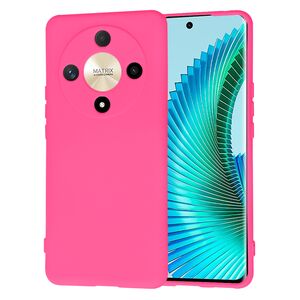 Husa pentru  Honor Magic 6 Lite Liquid Silicone, subțire, captusita cu microfibra, anti amprentă, protectie cameră foto, fucsia