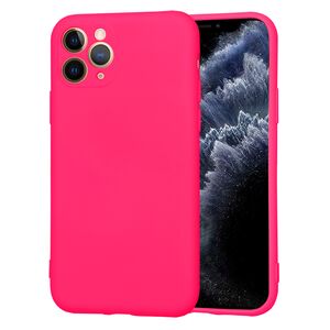Husa pentru  iPhone 11 Pro Liquid Silicone, subțire, captusita cu microfibra, anti amprentă, protectie cameră foto, fucsia