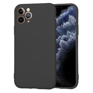 Husa pentru  iPhone 11 Pro Liquid Silicone, subțire, captusita cu microfibra, anti amprentă, protectie cameră foto, negru