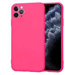 Husa pentru  iPhone 11 Pro Max Liquid Silicone, subțire, captusita cu microfibra, anti amprentă, protectie cameră foto, fucsia