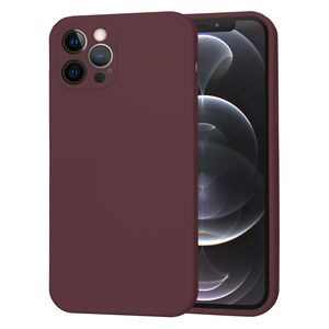 Husa pentru  iPhone 12 Pro Liquid Silicone, subțire, captusita cu microfibra, anti amprentă, protectie cameră foto, bordeaux