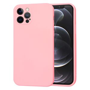 Husa pentru  iPhone 12 Pro Liquid Silicone, subțire, captusita cu microfibra, anti amprentă, protectie cameră foto, roz