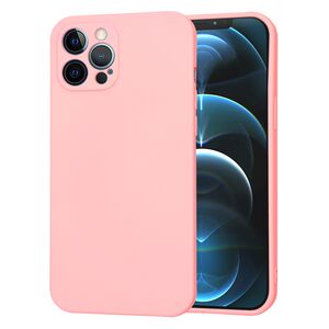 Husa pentru  iPhone 12 Pro Max Liquid Silicone, subțire, captusita cu microfibra, anti amprentă, protectie cameră foto, roz