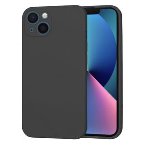 Husa pentru  iPhone 13 Liquid Silicone, subțire, captusita cu microfibra, anti amprentă, protectie cameră foto, negru