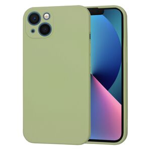 Husa pentru  iPhone 13 Liquid Silicone, subțire, captusita cu microfibra, anti amprentă, protectie cameră foto, verde