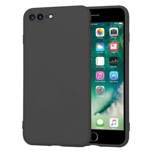 Husa pentru  iPhone 8 Plus Liquid Silicone, subțire, captusita cu microfibra, anti amprentă, protectie cameră foto, negru