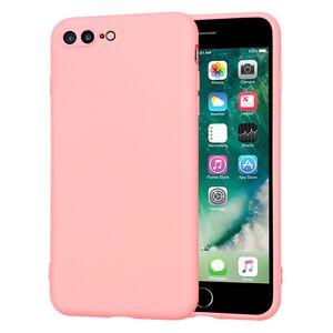 Husa pentru  iPhone 8 Plus Liquid Silicone, subțire, captusita cu microfibra, anti amprentă, protectie cameră foto, roz