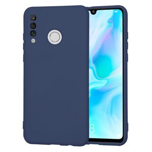 Husa pentru Huawei P30 Lite Liquid Silicone, subțire, captusita cu microfibra, anti amprentă, protectie cameră foto, albastru