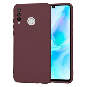 Husa pentru Huawei P30 Lite Liquid Silicone, subțire, captusita cu microfibra, anti amprentă, protectie cameră foto, bordeaux