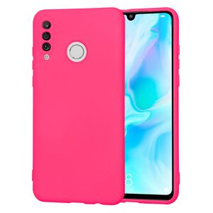 Husa pentru Huawei P30 Lite Liquid Silicone, subțire, captusita cu microfibra, anti amprentă, protectie cameră foto, fucsia