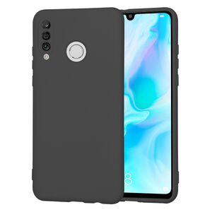 Husa pentru Huawei P30 Lite Liquid Silicone, subțire, captusita cu microfibra, anti amprentă, protectie cameră foto, negru