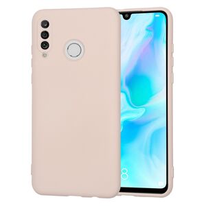 Husa pentru Huawei P30 Lite Liquid Silicone, subțire, captusita cu microfibra, anti amprentă, protectie cameră foto, roz inchis