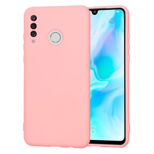 Husa pentru Huawei P30 Lite Liquid Silicone, subțire, captusita cu microfibra, anti amprentă, protectie cameră foto, roz
