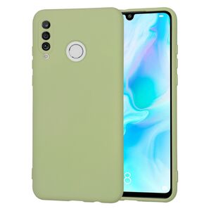 Husa pentru Huawei P30 Lite Liquid Silicone, subțire, captusita cu microfibra, anti amprentă, protectie cameră foto, verde