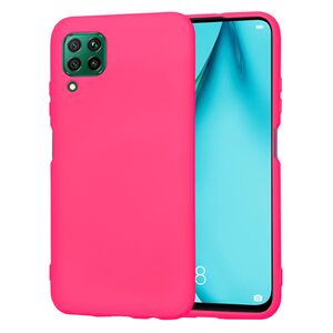 Husa pentru Huawei P40 Lite Liquid Silicone, subțire, captusita cu microfibra, anti amprentă, protectie cameră foto, fucsia