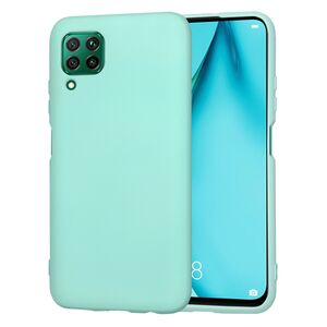 Husa pentru Huawei P40 Lite Liquid Silicone, subțire, captusita cu microfibra, anti amprentă, protectie cameră foto, turcoaz