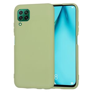 Husa pentru Huawei P40 Lite Liquid Silicone, subțire, captusita cu microfibra, anti amprentă, protectie cameră foto, verde