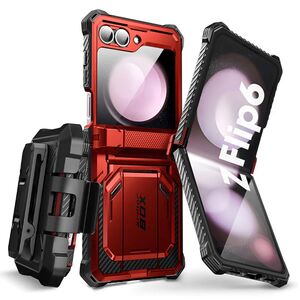 [Pachet 360°] Husa + folie Samsung Galaxy Z Flip 6 I-Blason Armorbox, rosu
