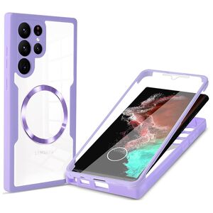 Pachet 360: Husa cu folie integrata pentru  Samsung Galaxy S22 Ultra 5G cu MagSafe Cover360 fata / spate - mov
