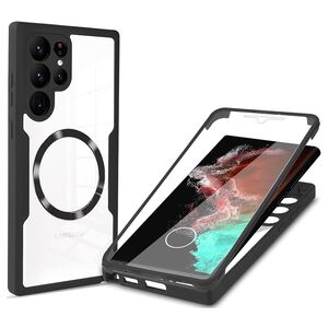 Pachet 360: Husa cu folie integrata pentru  Samsung Galaxy S22 Ultra 5G cu MagSafe Cover360 fata / spate - negru