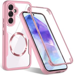 Pachet 360: Husa cu folie integrata pentru  Samsung Galaxy S23 FE cu MagSafe Cover360 fata / spate - roz
