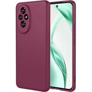 Husa pentru  Honor 200 Pro Liquid Silicone, subțire, captusita cu microfibra, anti amprentă, protectie cameră foto, bordeaux