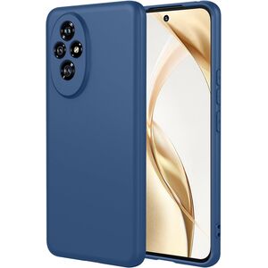 Husa pentru  Honor 200 Liquid Silicone, subțire, captusita cu microfibra, anti amprentă, protectie cameră foto, albastru
