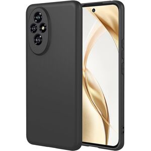 Husa pentru  Honor 200 Pro Liquid Silicone, subțire, captusita cu microfibra, anti amprentă, protectie cameră foto, negru