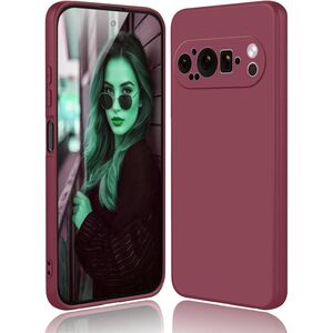 Husa pentru  Google Pixel 9 Pro XL Liquid Silicone, subțire, captusita cu microfibra, anti amprentă, protectie cameră foto, bordeaux